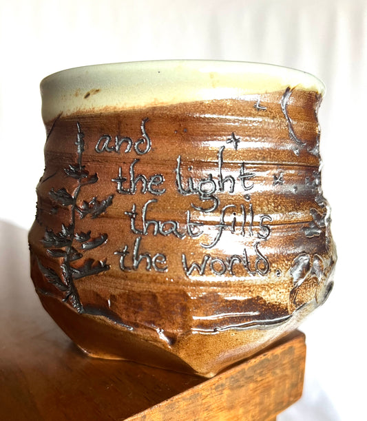 Poem Mug: "The Great Day That Dawns" Inuit Song Carved and Faceted