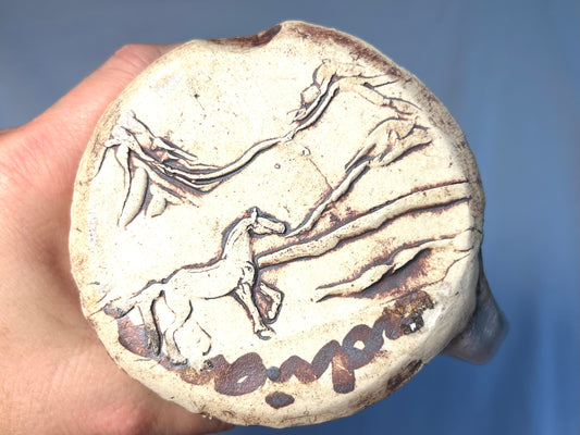 Storytelling Mug: White Horse in Sierra Nevada Mountains by Sunlight and Moonlight