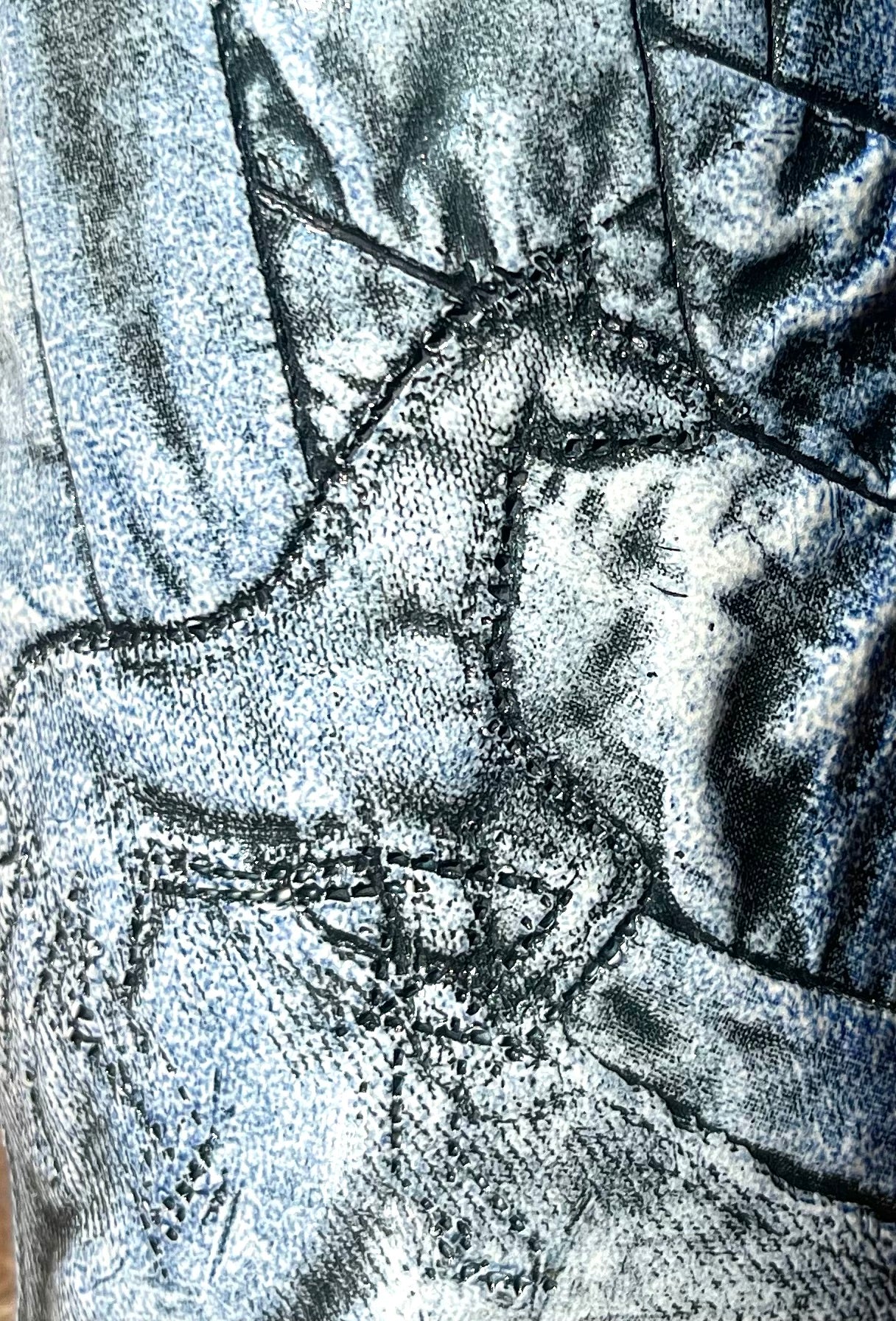 Denim Quilt Texture Horse Vase