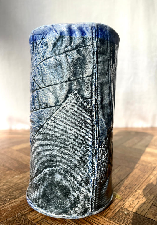 Denim Quilt Texture Horse Vase