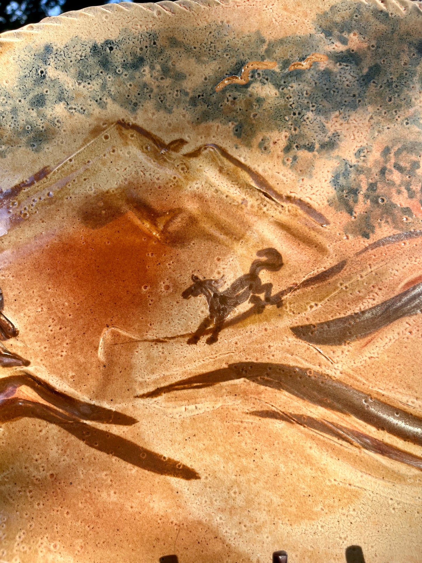 Horse Running Down Mountain Platter