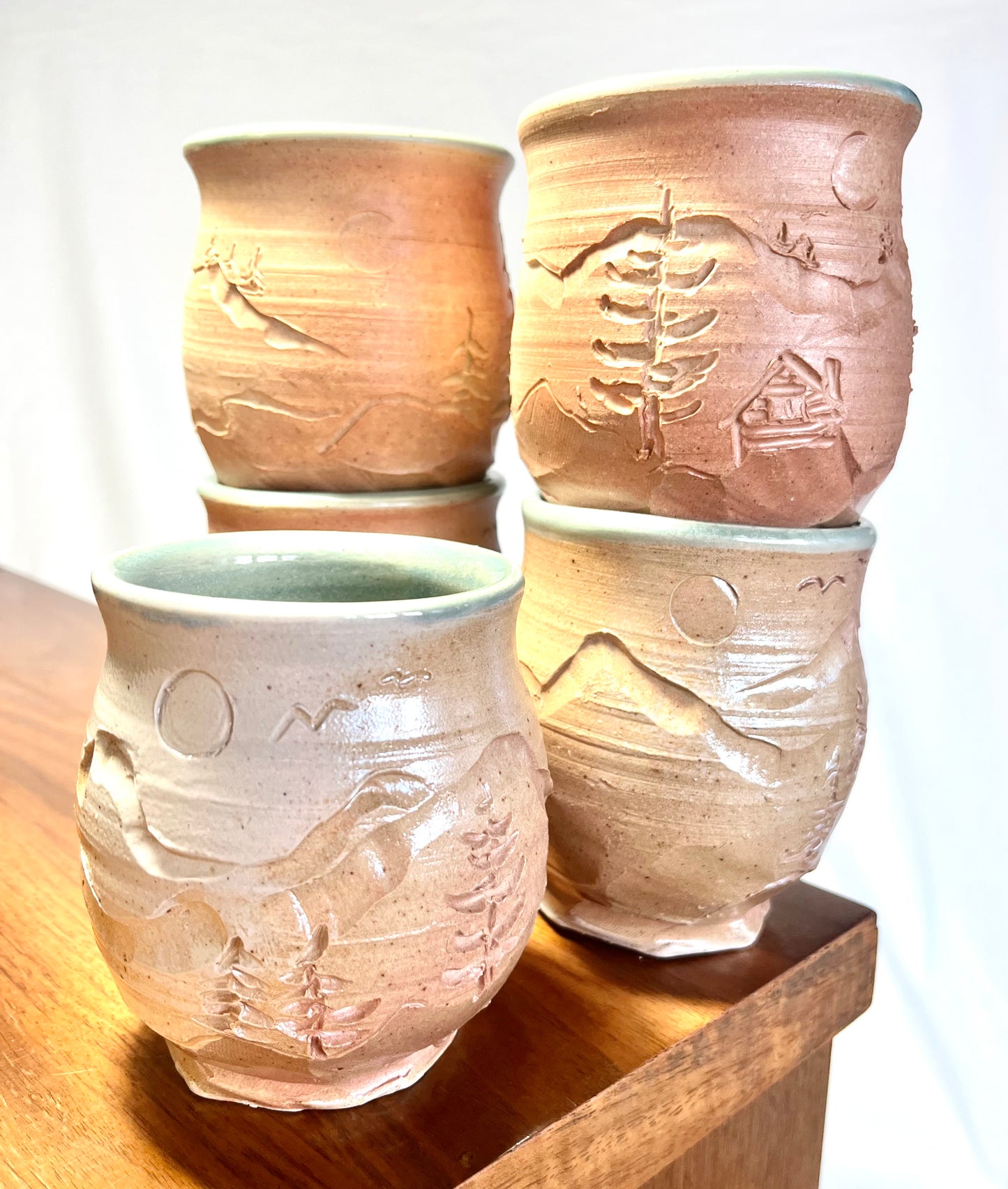 X - Landscape Cups: Carved Reeves Canyon Scenes