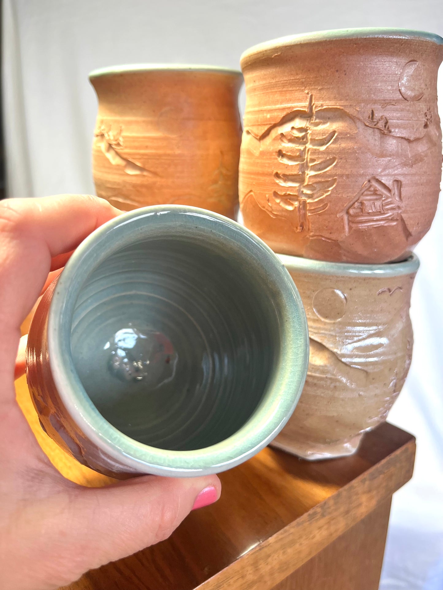 X - Landscape Cups: Carved Reeves Canyon Scenes