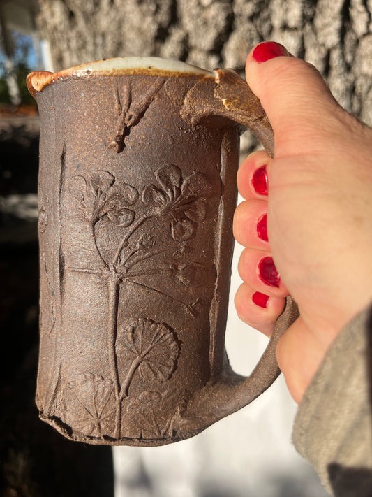 Flower Imprint Mug: Geranium Stein