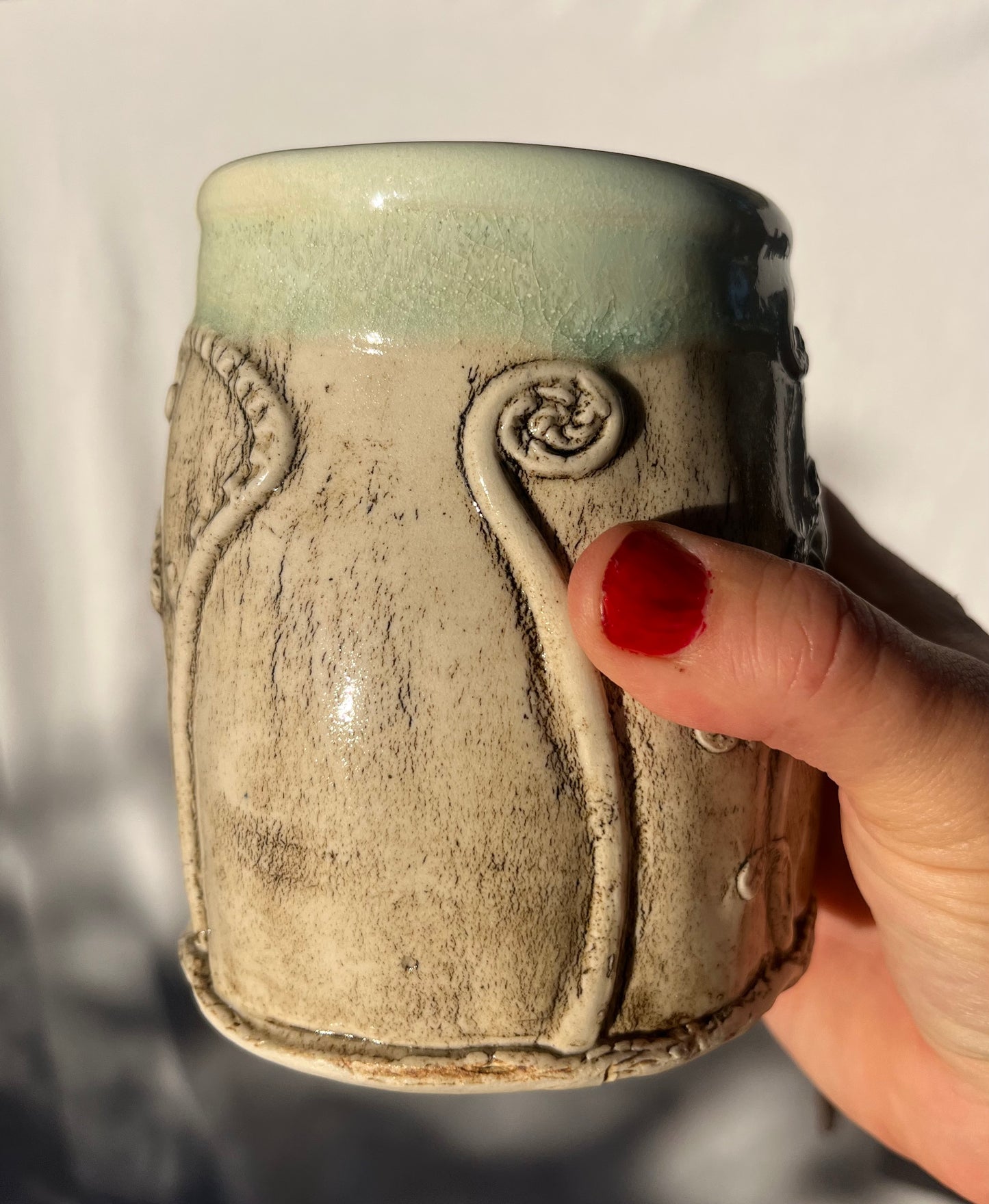 Nature Imprint Mug: Fiddle Head Ferns from a Redwood Forest