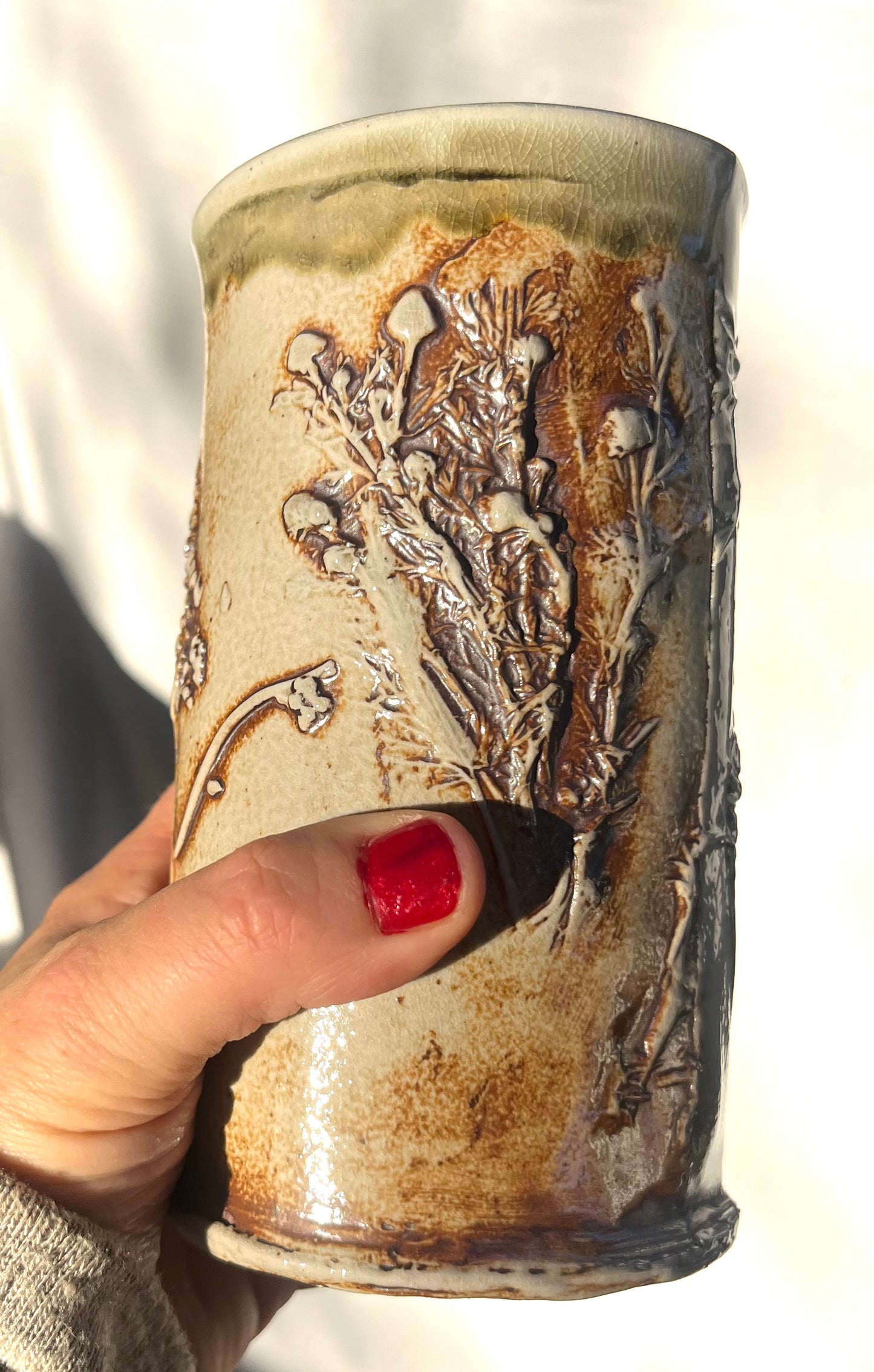 Vineyard Imprint Tumbler: Chardonnay and Chamomile in Lustery Warm Colors