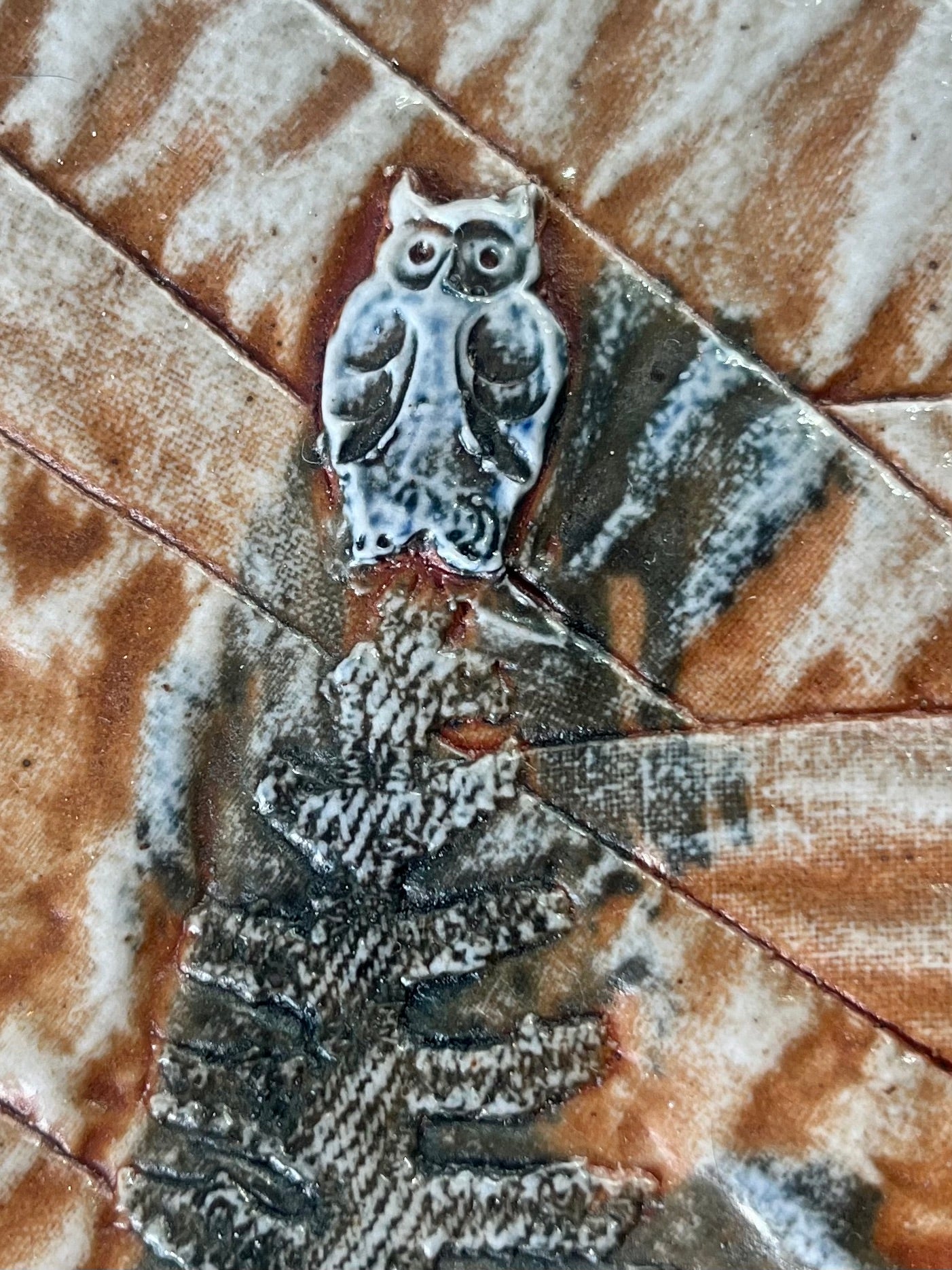 Horse and Owl in Mountains Quilt Platter