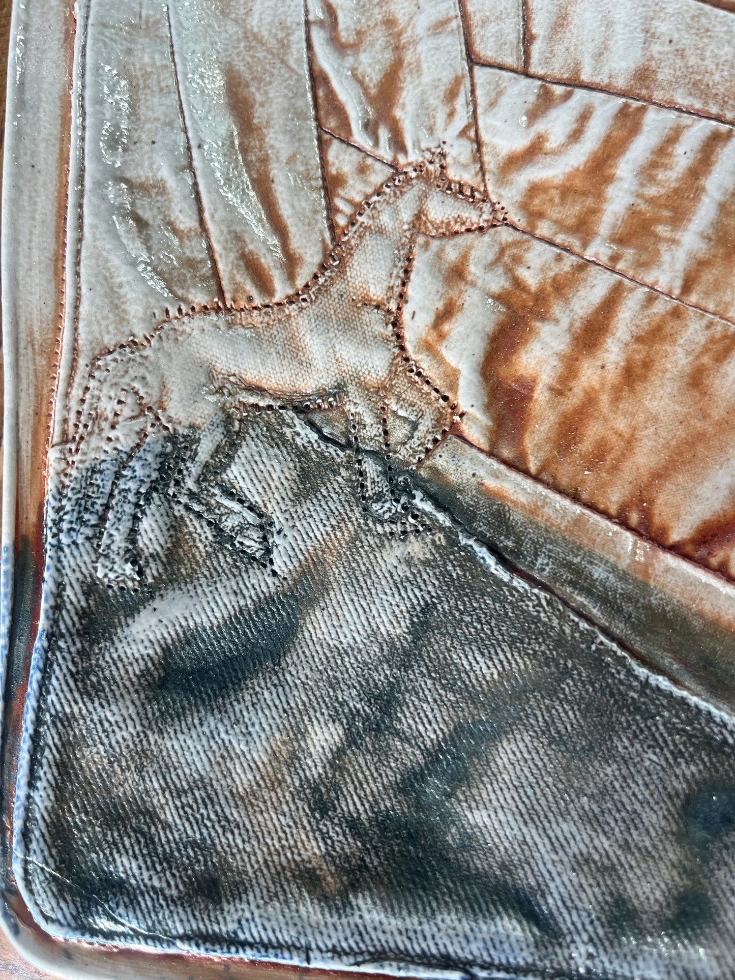 Horse and Owl in Mountains Quilt Platter