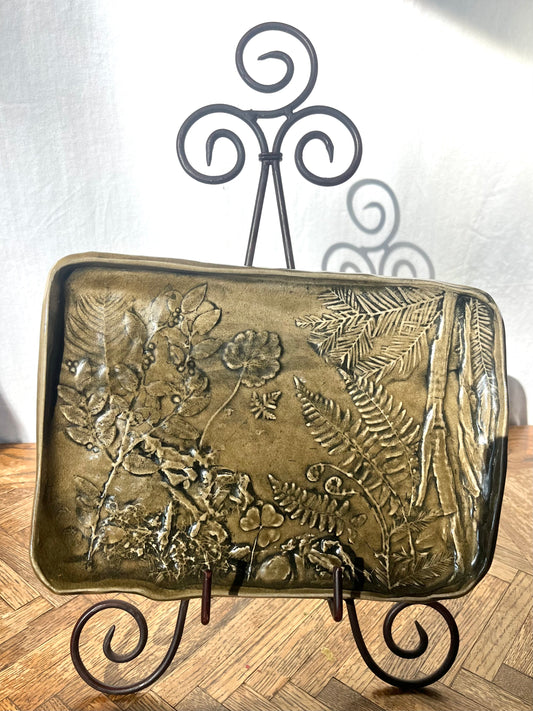 Nature Imprint Platter: Old Growth Redwood Forest Flora in Celadon