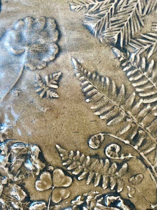 Nature Imprint Platter: Old Growth Redwood Forest Flora in Celadon