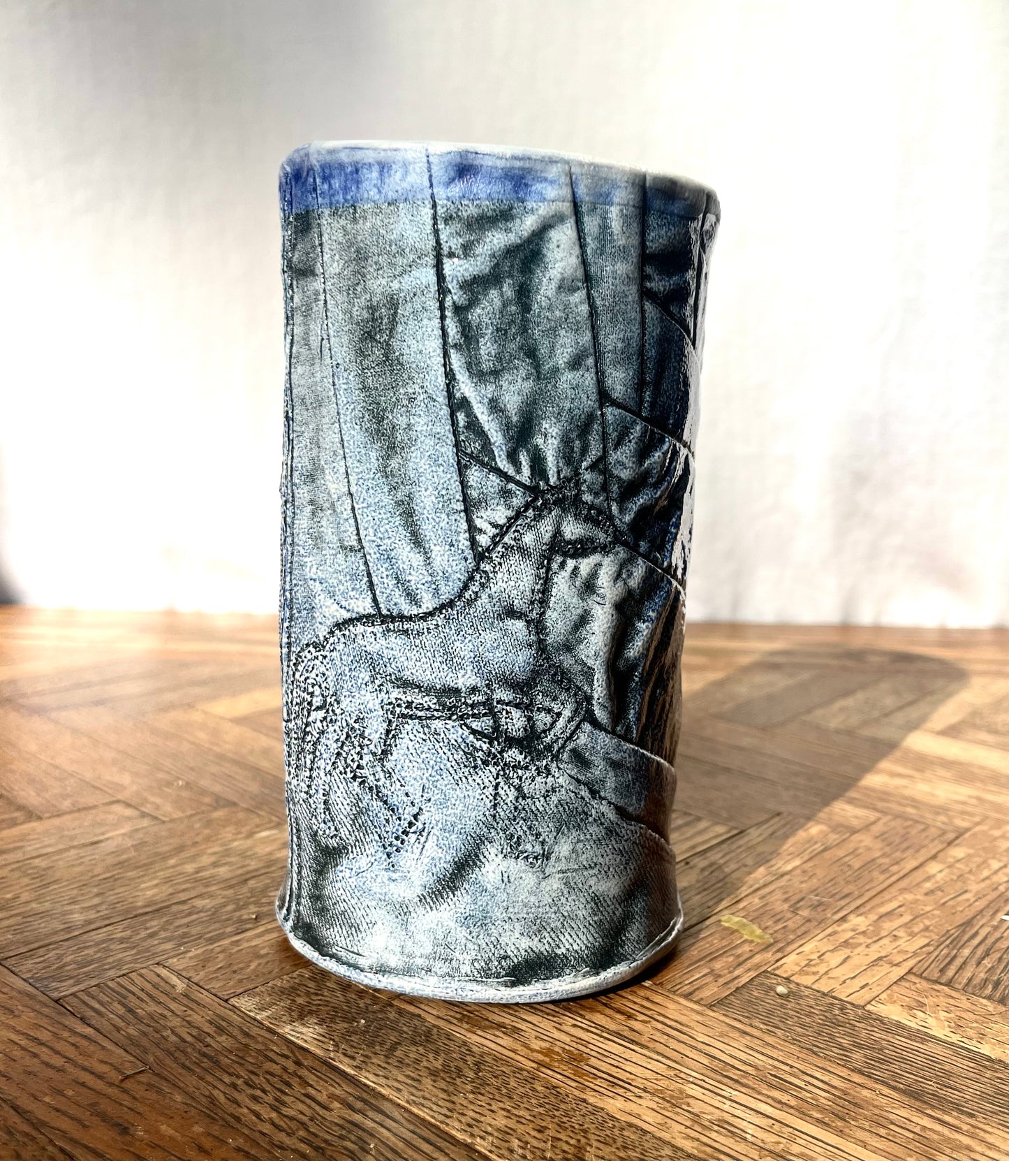 Denim Quilt Texture Horse Vase